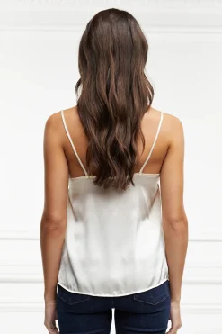Holland Cooper Tops-Silk Lace Cami Oyster