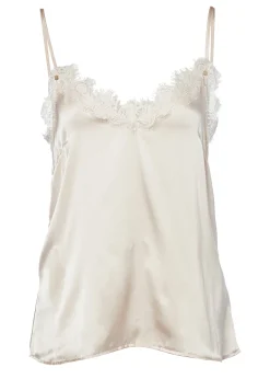 Holland Cooper Tops-Silk Lace Cami Oyster
