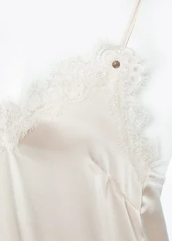 Holland Cooper Tops-Silk Lace Cami Oyster