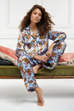 Holland Cooper Sleepwear-Silk Pyjama Trouser Sky Blue