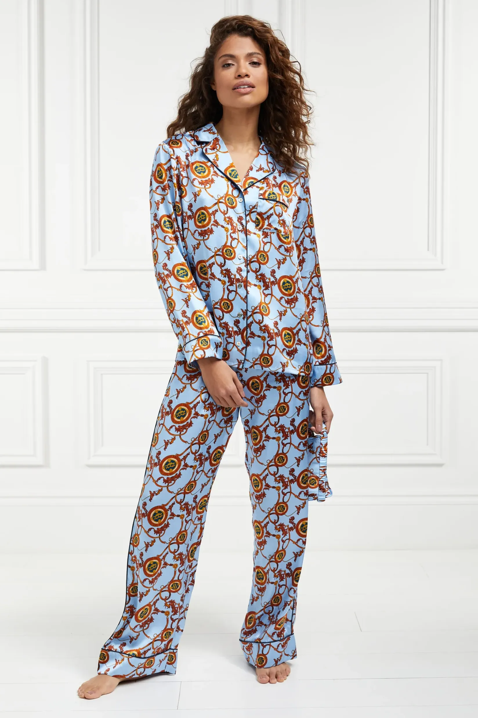 Holland Cooper Sleepwear-Silk Pyjama Trouser Sky Blue