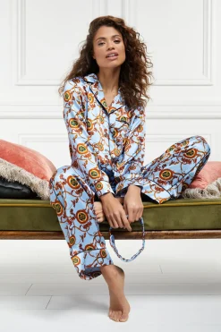 Holland Cooper Sleepwear-Silk Pyjama Trouser Sky Blue