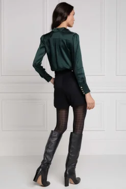 Holland Cooper Gifts For Her|Shirts & Blouses-Silk V-Neck Blouse Emerald