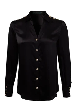 Holland Cooper Shirts & Blouses-Silk V-Neck Blouse Black