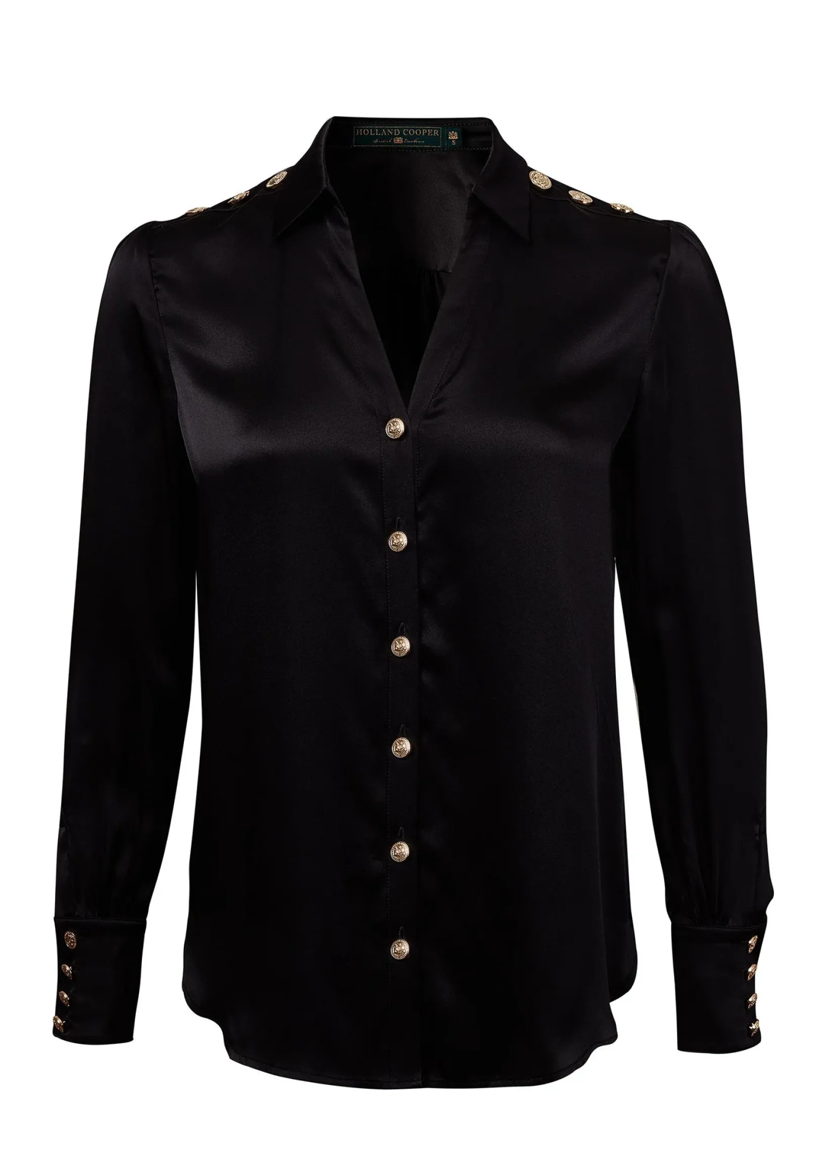Holland Cooper Shirts & Blouses-Silk V-Neck Blouse Black