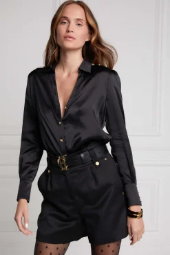 Holland Cooper Shirts & Blouses-Silk V-Neck Blouse Black