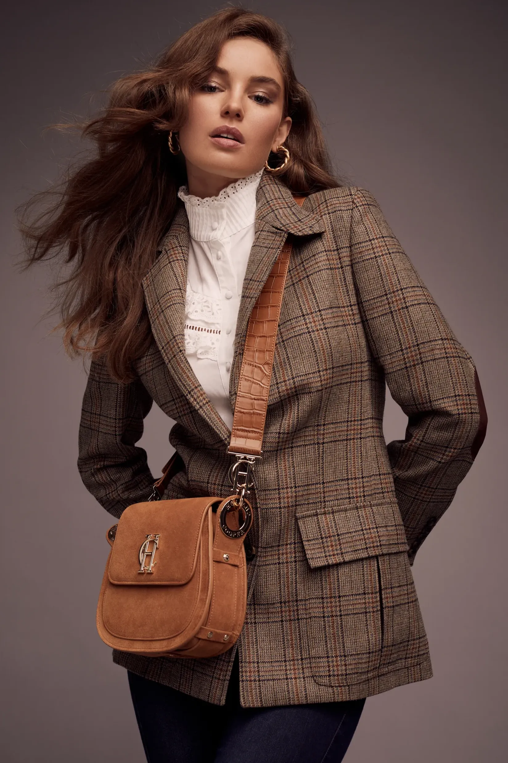 Holland Cooper Blazers|Jackets-Single Breasted Field Blazer Bourbon Tweed