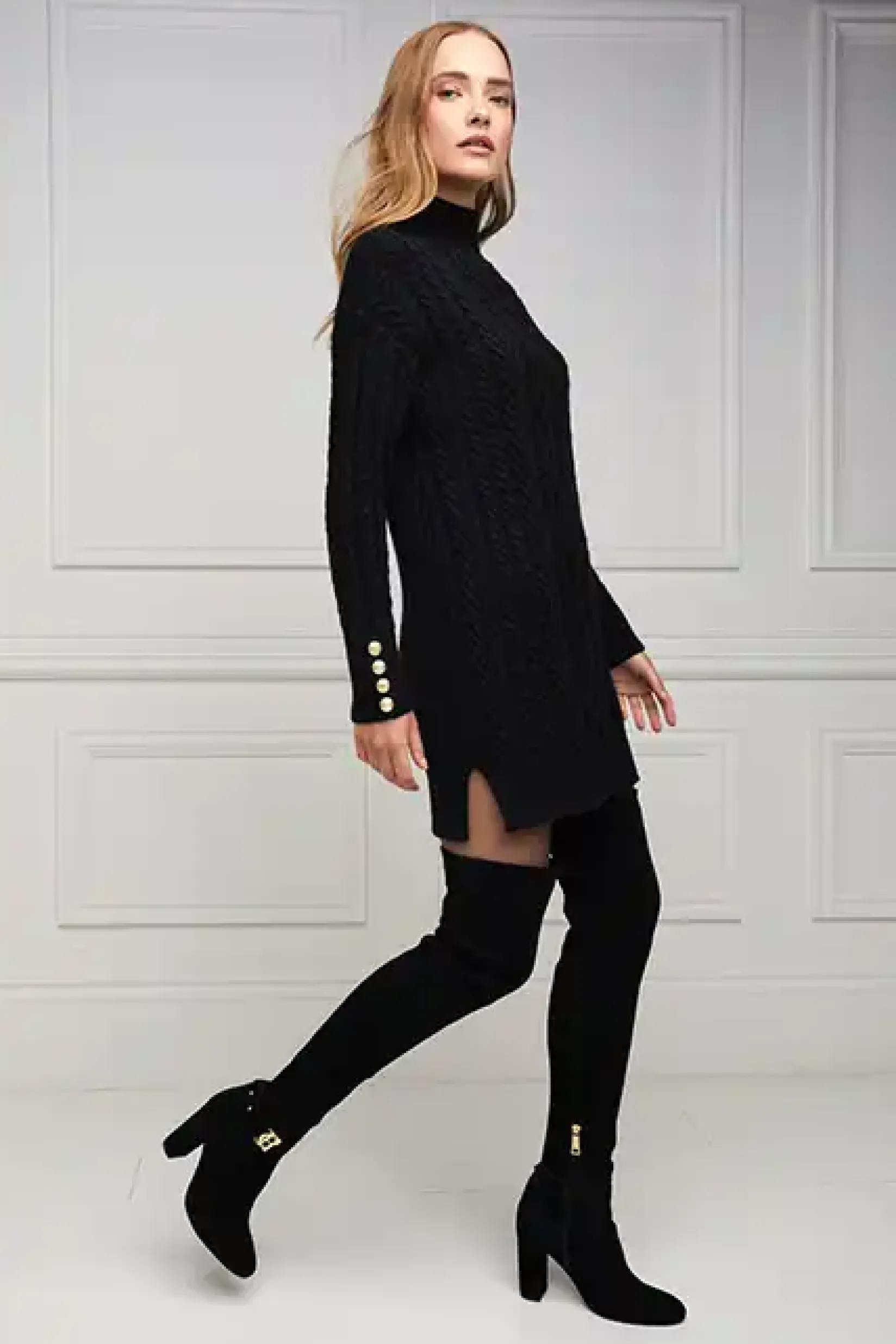 Holland Cooper Boots|Footwear-Sloane Over The Knee Boot Black
