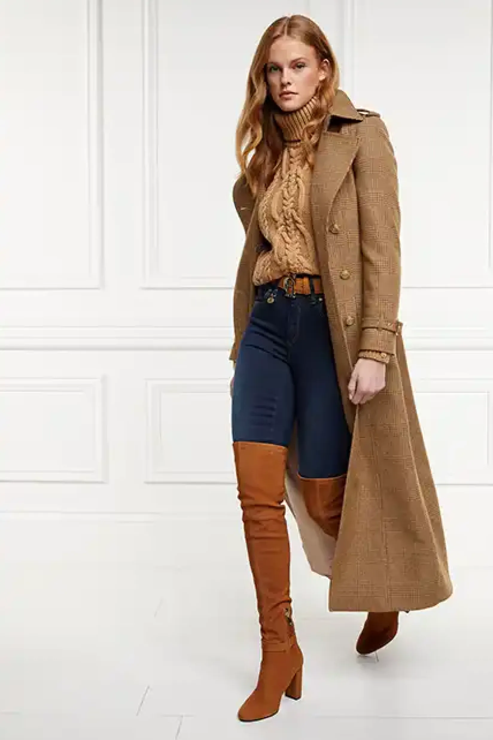 Holland Cooper Boots|Footwear-Sloane Over The Knee Boot Tan