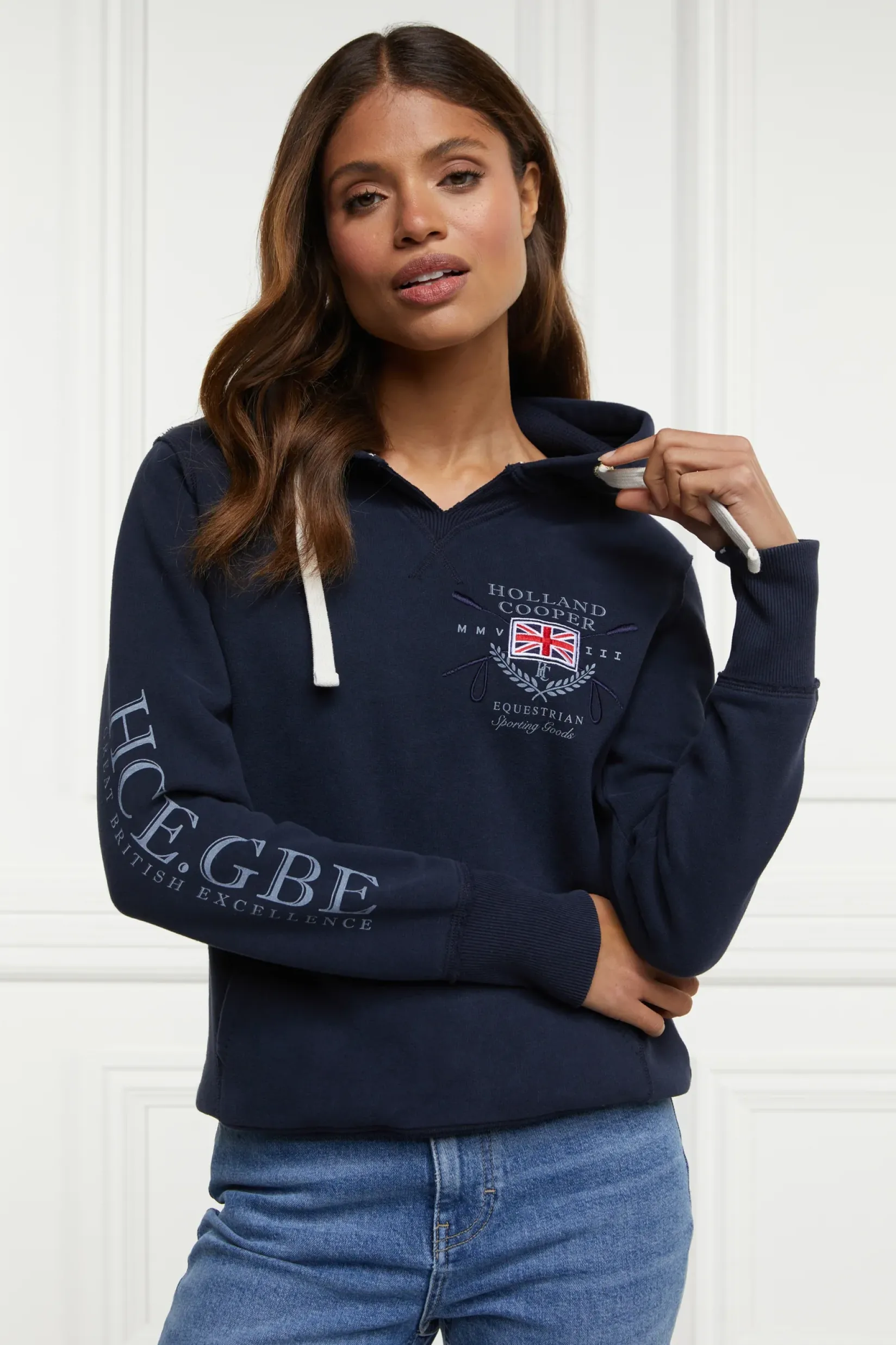 Holland Cooper Hoodies|Equestrian Casualwear-Sporting Goods Hoodie Ink Navy