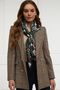 Holland Cooper Scarves|Scarves-Stirrup Silk Scarf Black Emerald