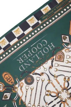 Holland Cooper Scarves|Scarves-Stirrup Silk Scarf Black Emerald