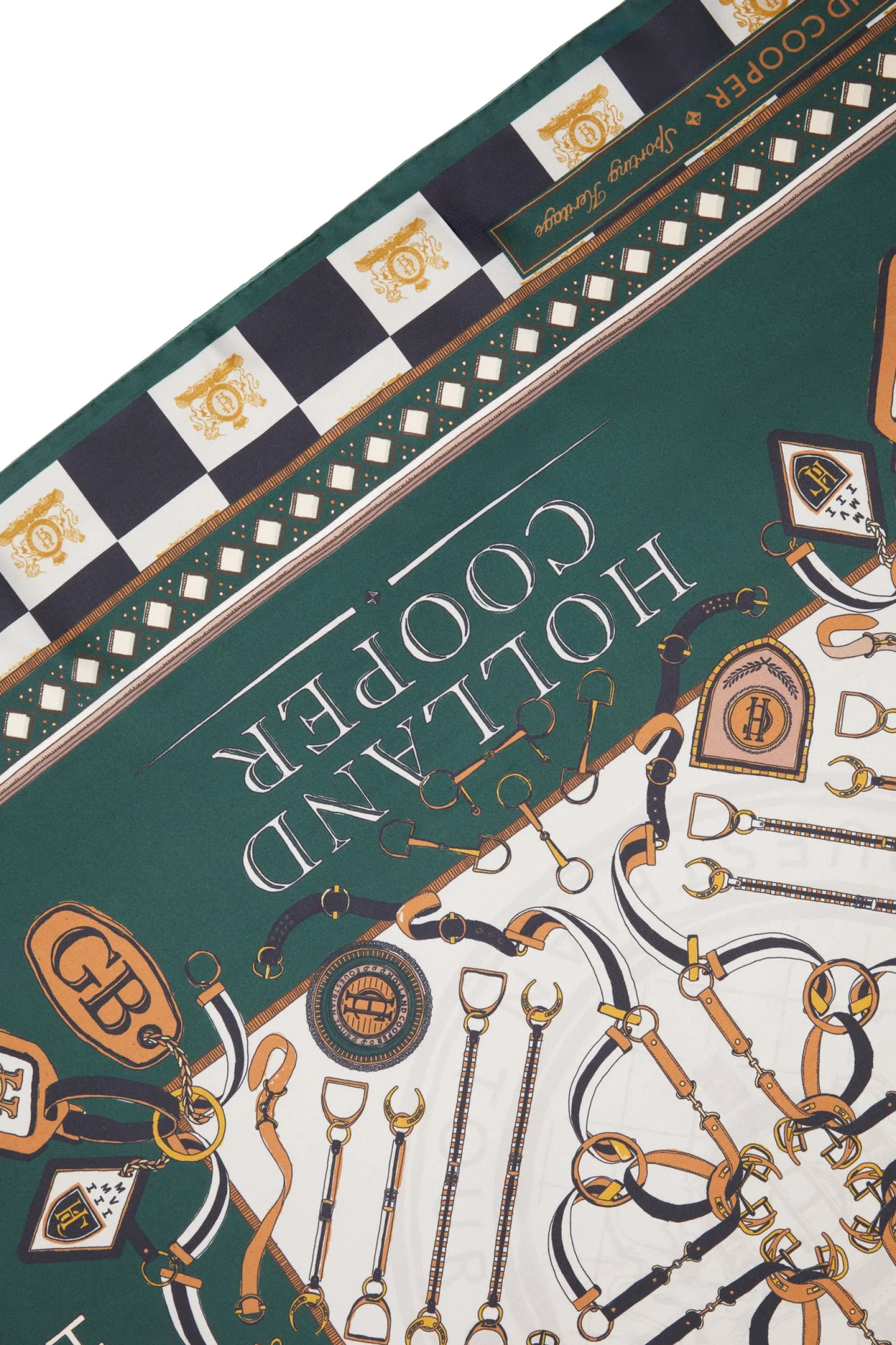Holland Cooper Scarves|Scarves-Stirrup Silk Scarf Black Emerald