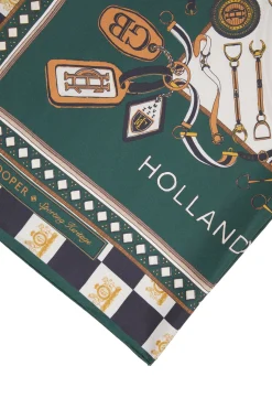 Holland Cooper Scarves|Scarves-Stirrup Silk Scarf Black Emerald