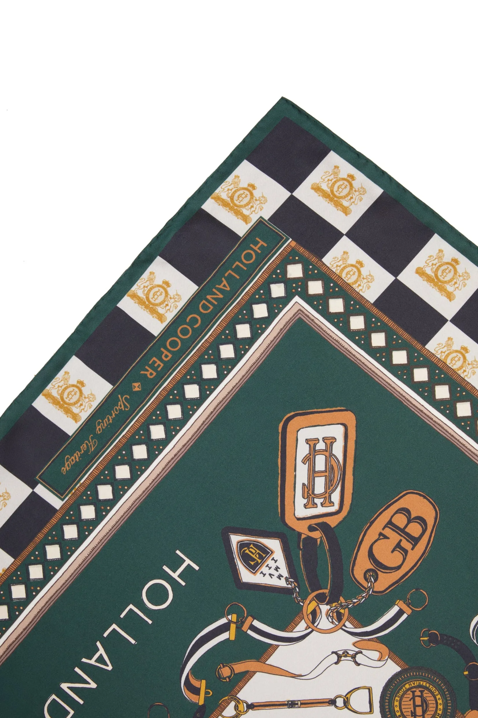 Holland Cooper Scarves|Scarves-Stirrup Silk Scarf Black Emerald
