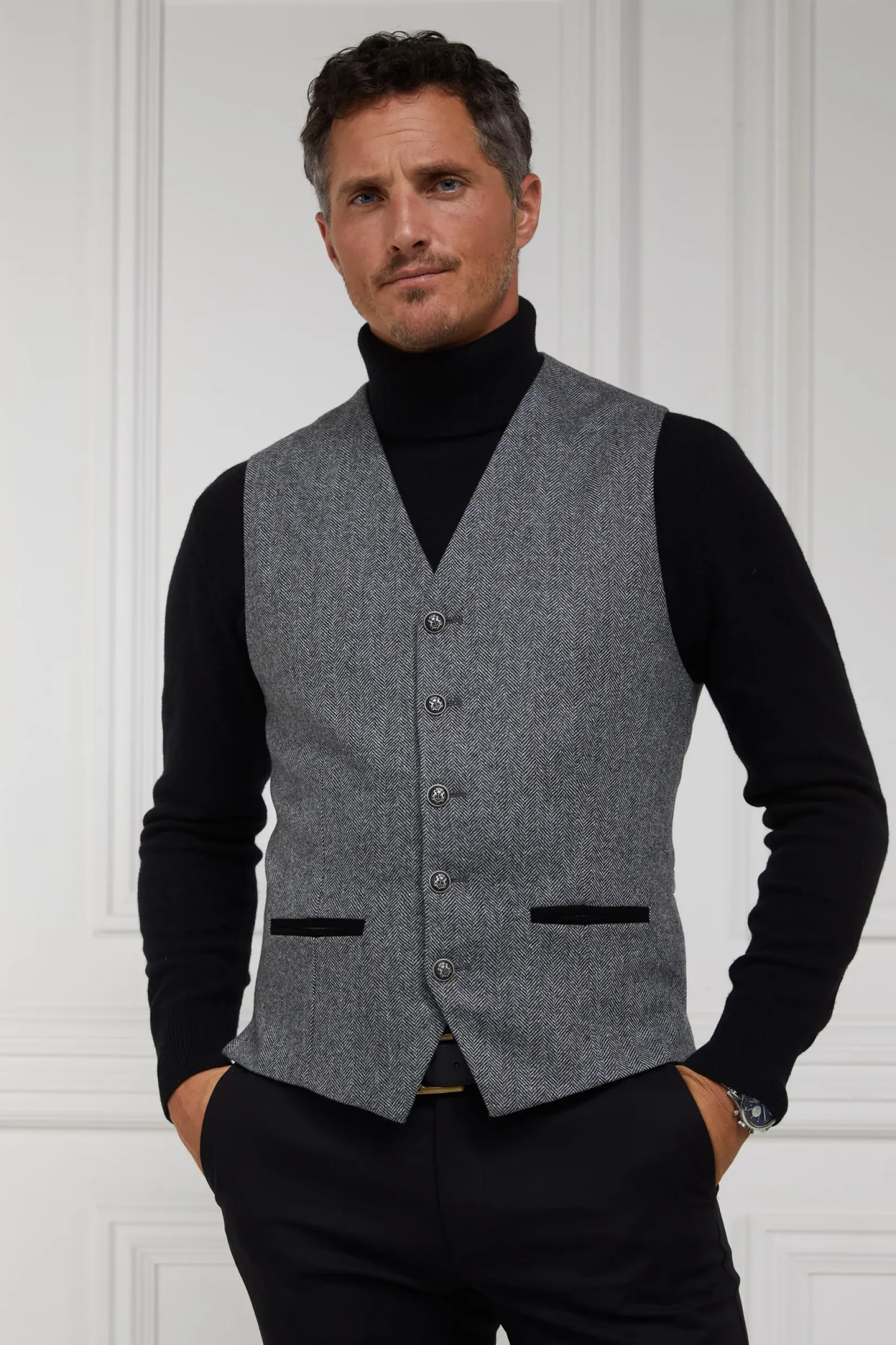 Holland Cooper Shop By Product|The City Break Edit-St James Waistcoat Mono Herringbone