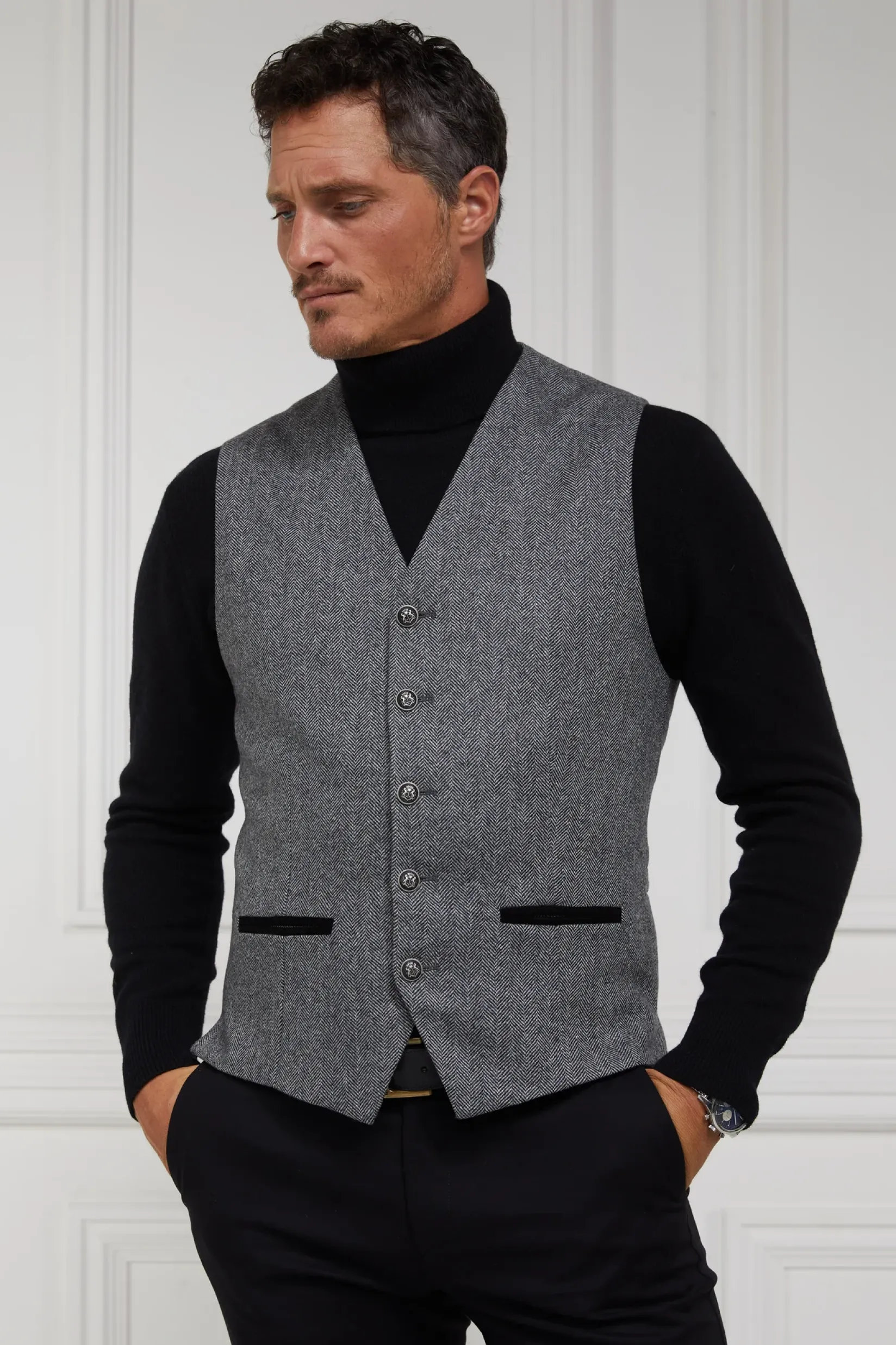 Holland Cooper Shop By Product|The City Break Edit-St James Waistcoat Mono Herringbone