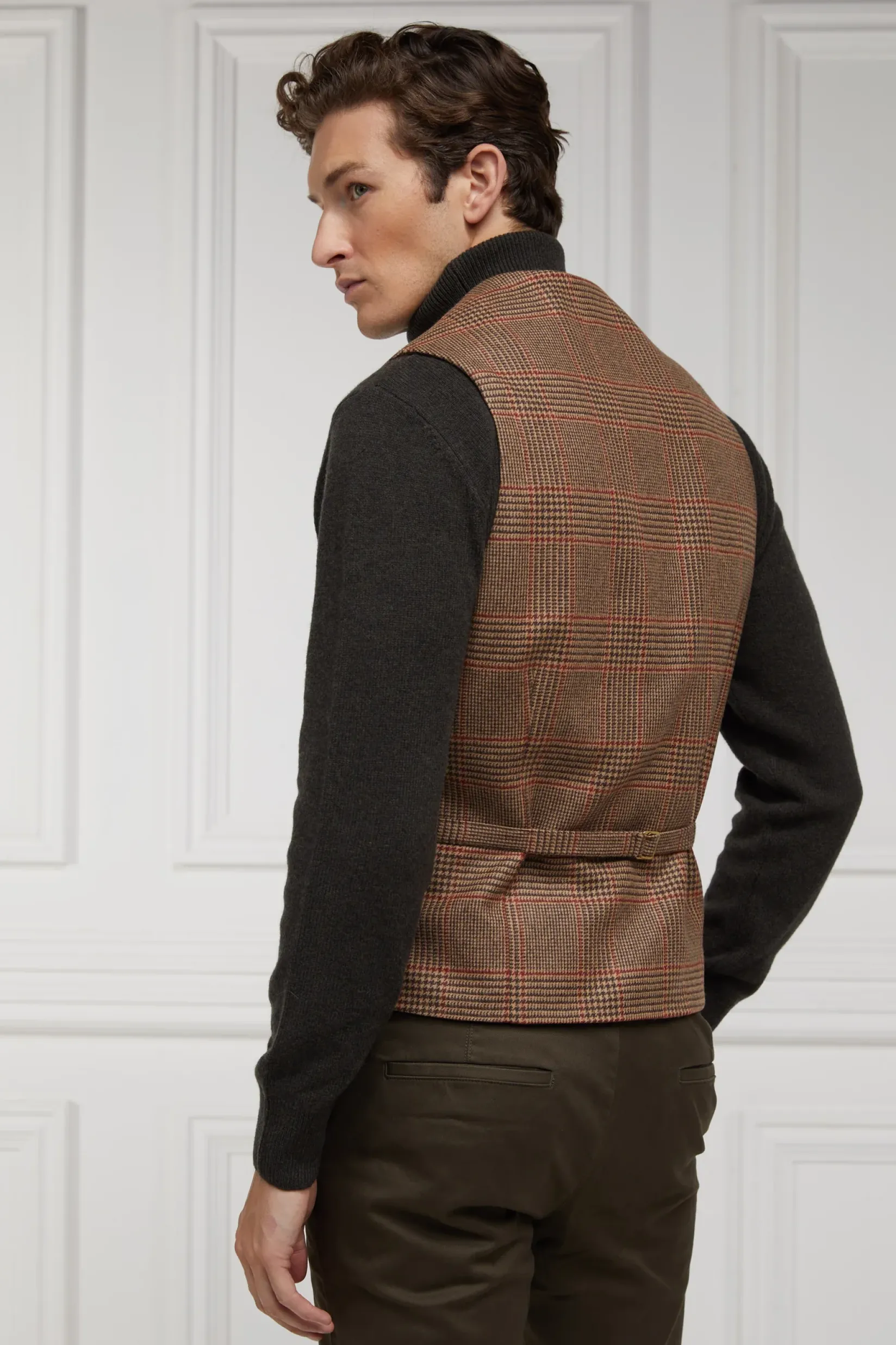 Holland Cooper Waistcoats|Tailoring-St James Waistcoat Clarence Check Merlot