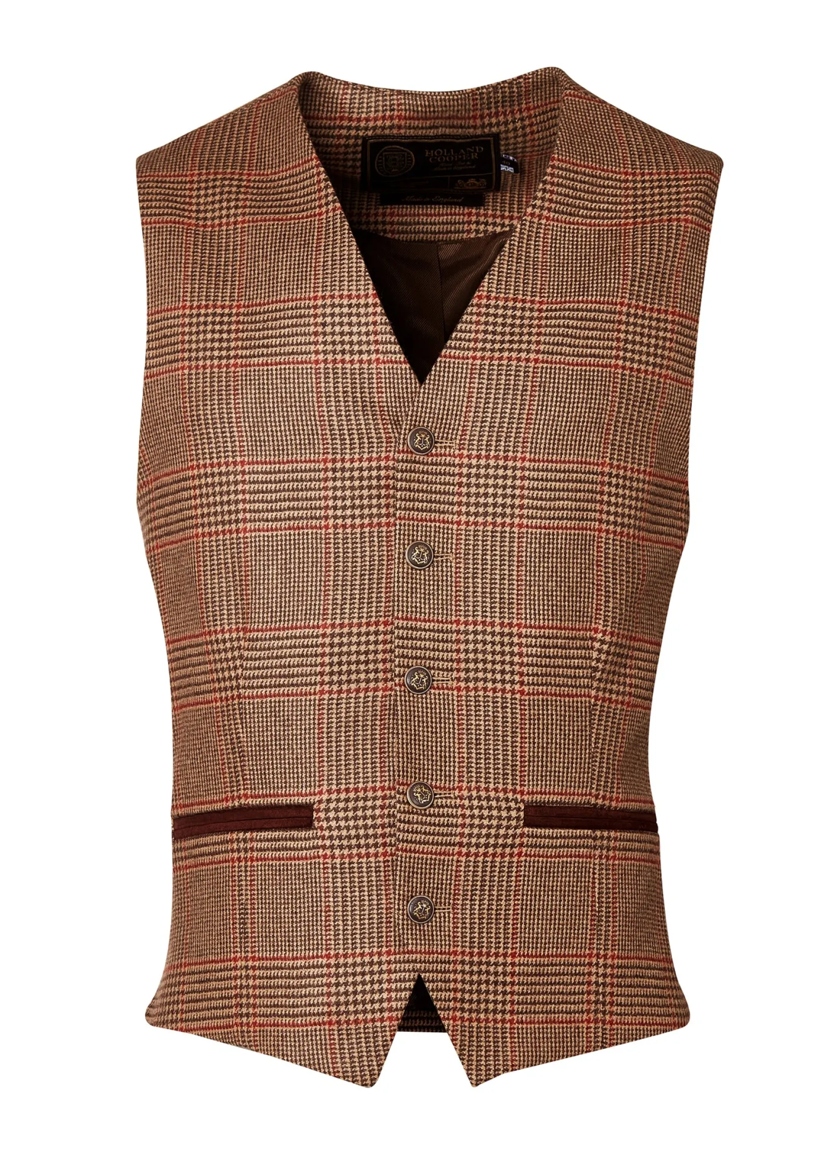 Holland Cooper Waistcoats|Tailoring-St James Waistcoat Clarence Check Merlot