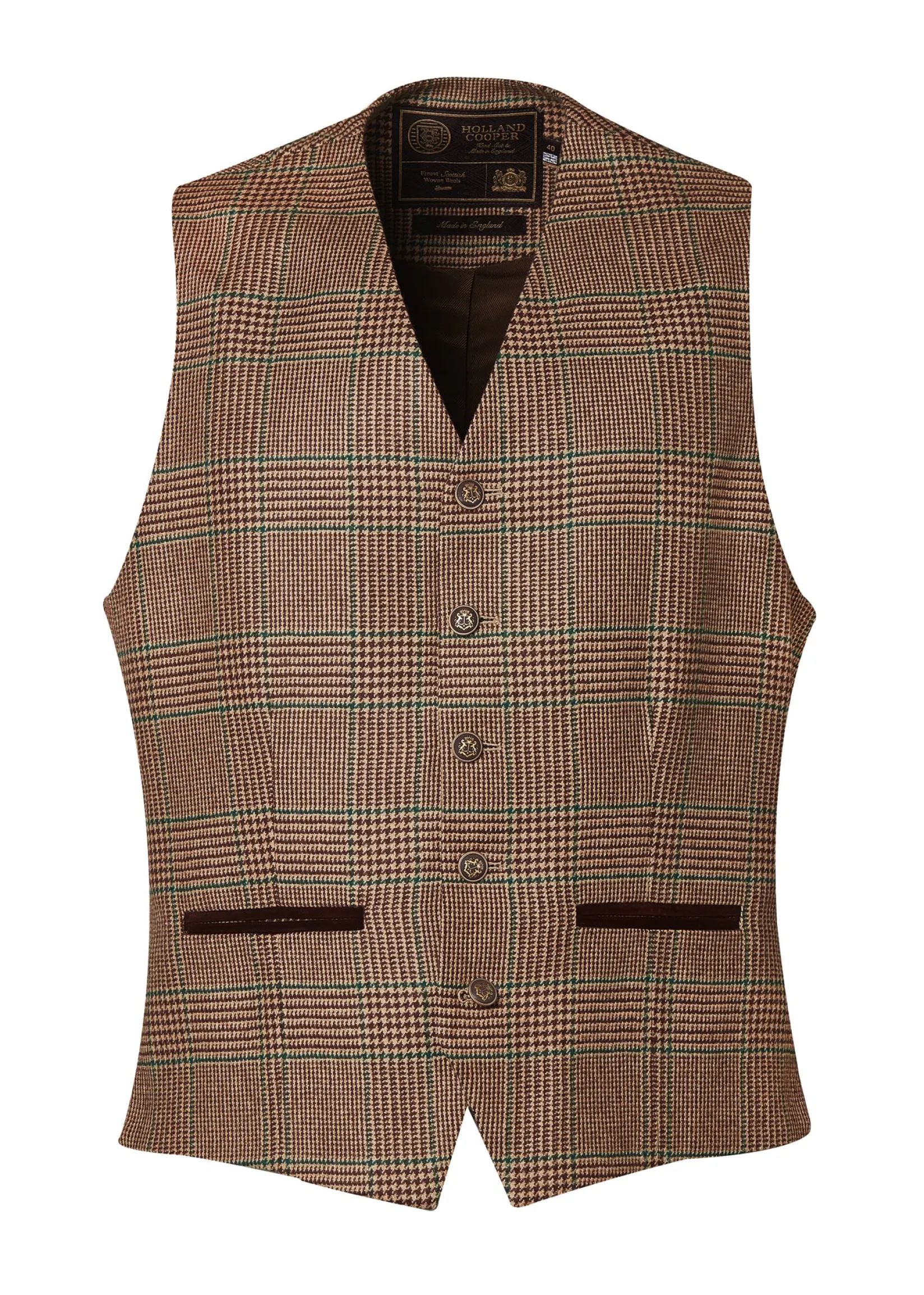 Holland Cooper Waistcoats|Shop By Product-St James Waistcoat Clarence Check Forest