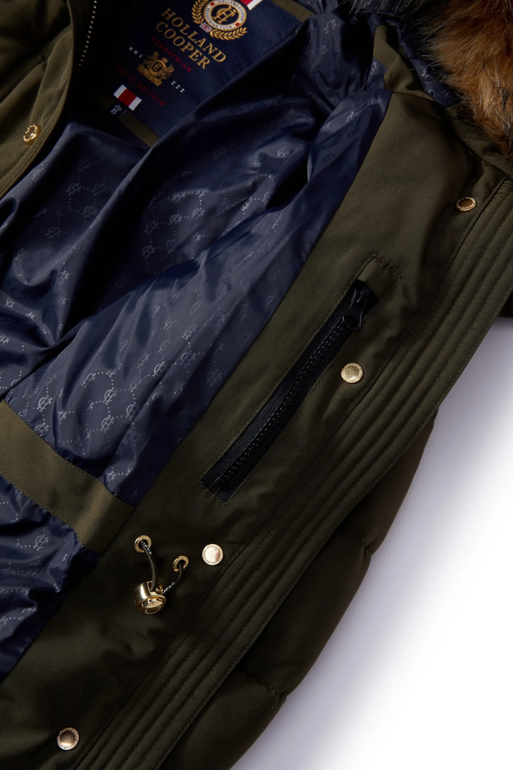 Holland Cooper Jackets|Shop By Product-Stoneleigh Longline Coat Khaki