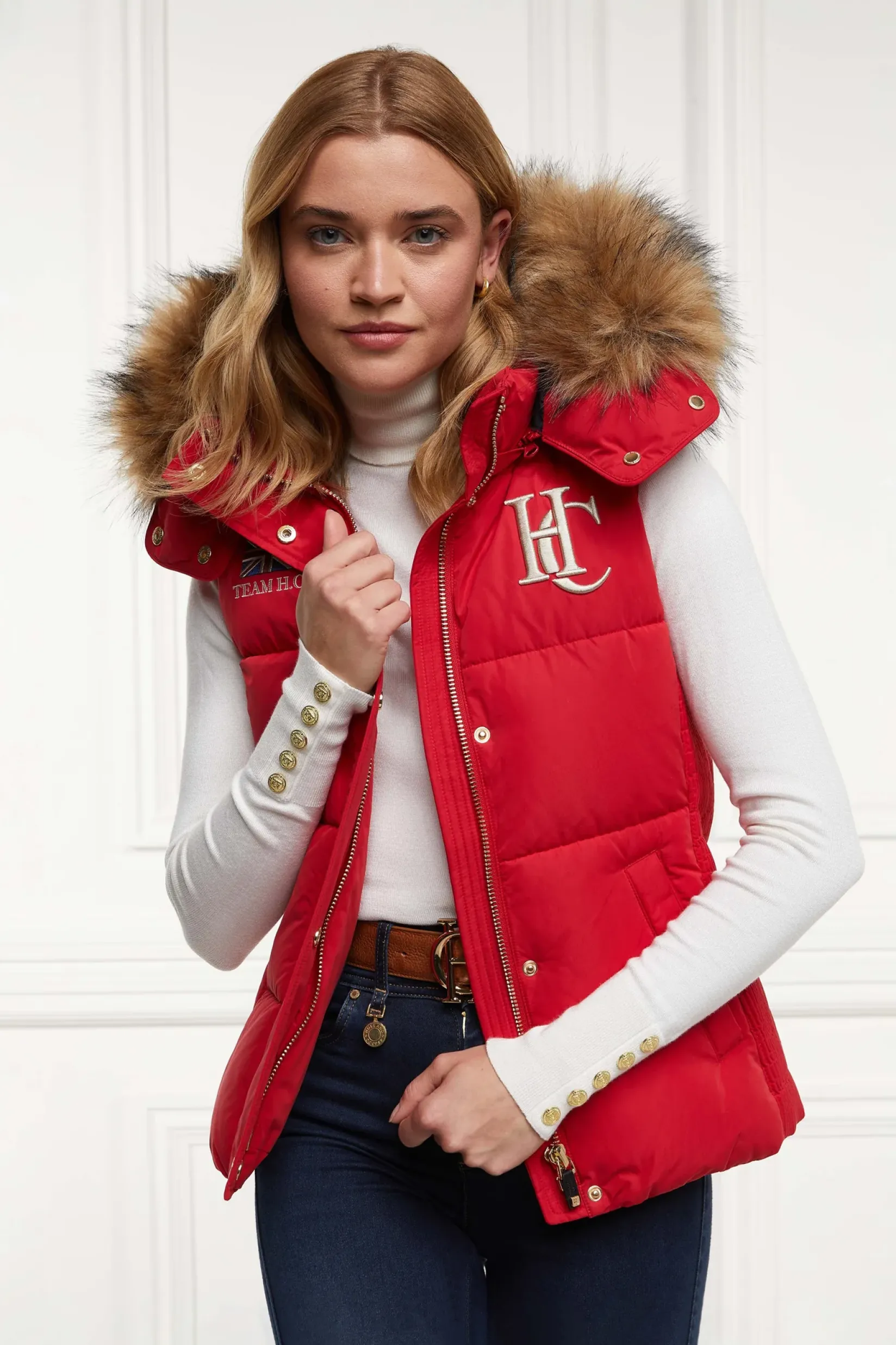 Holland Cooper Shop By Product|Team HC Clothing-Team Gilet Heritage Red