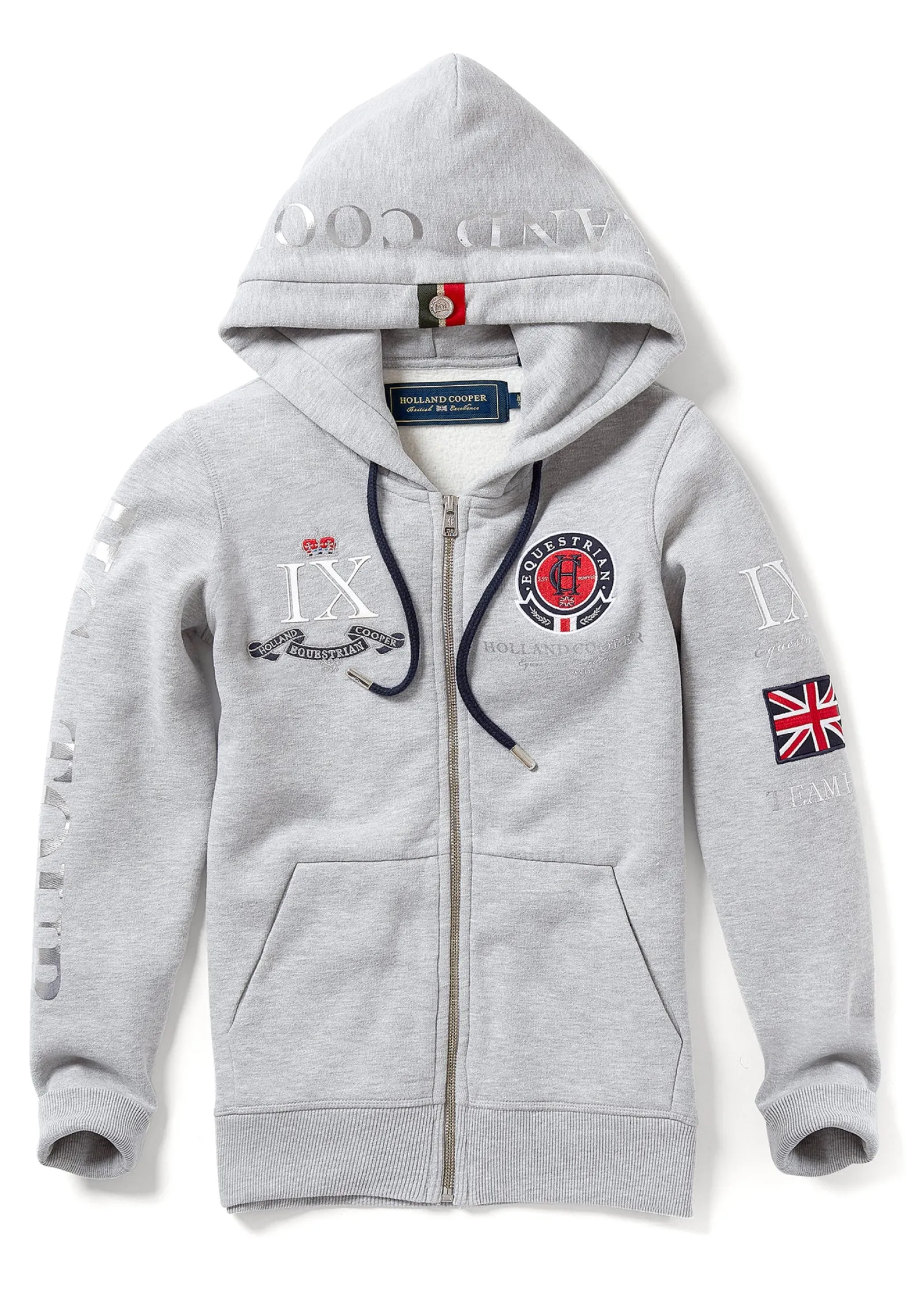 Holland Cooper Hoodies|Team HC Clothing-Team Hoodie Grey Marl