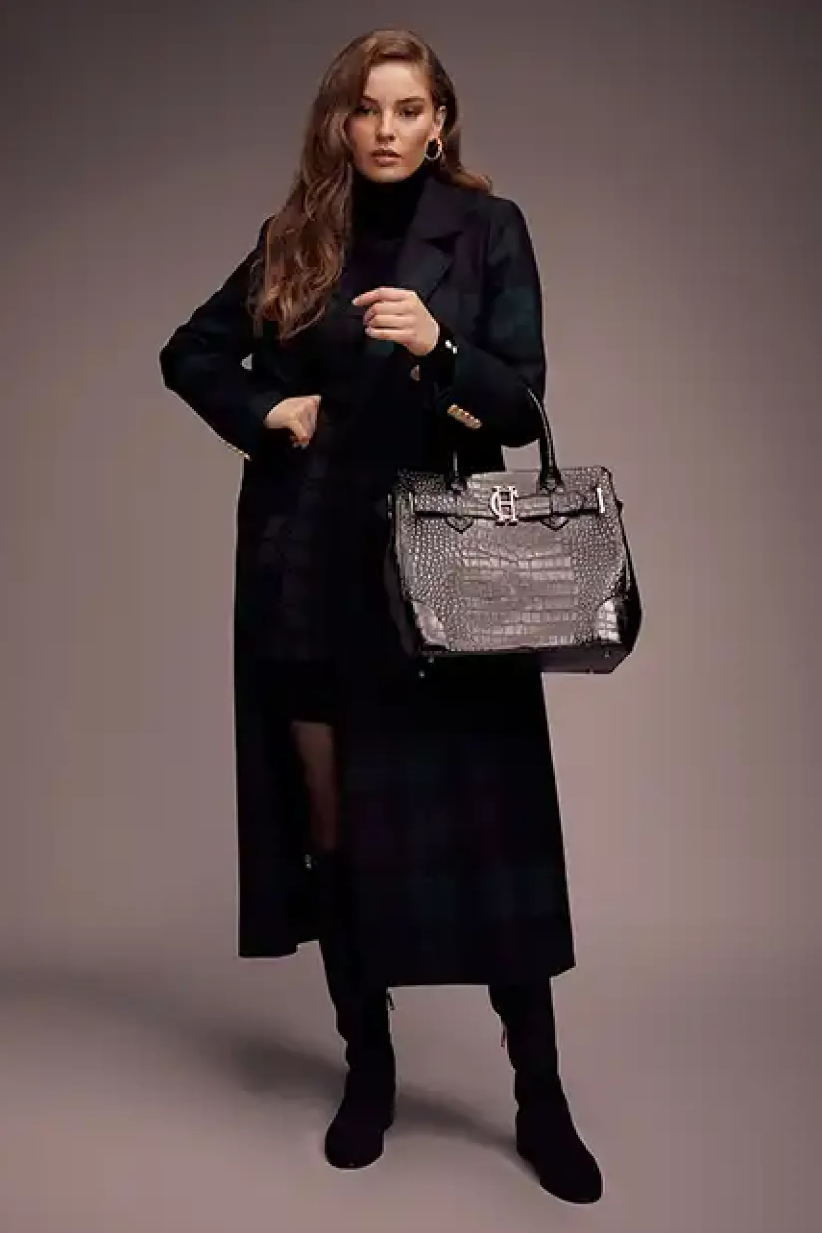 Holland Cooper The Perfect Gesture|Tote Bags-The Brompton Tote Black Croc