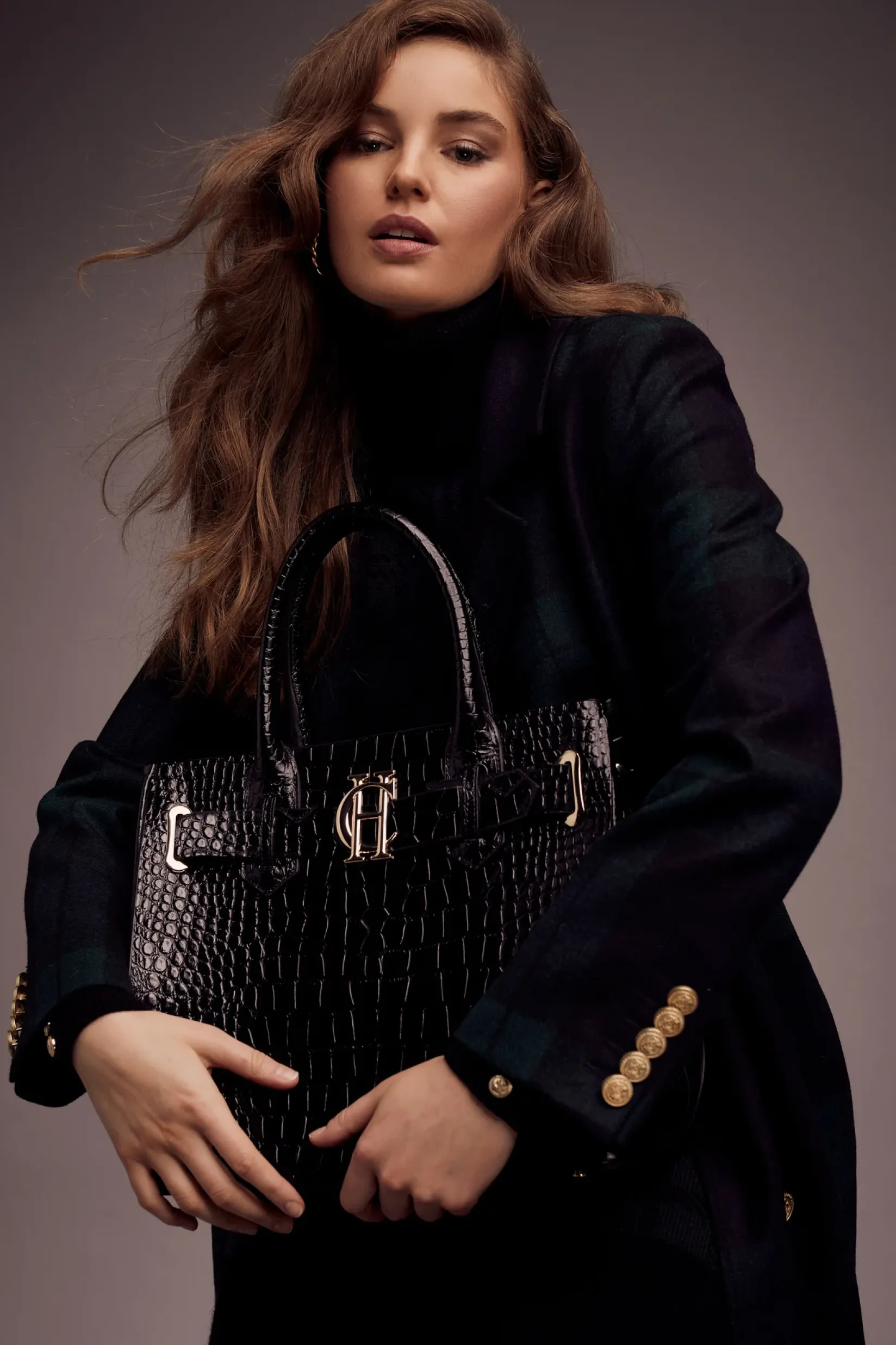 Holland Cooper The Perfect Gesture|Tote Bags-The Brompton Tote Black Croc
