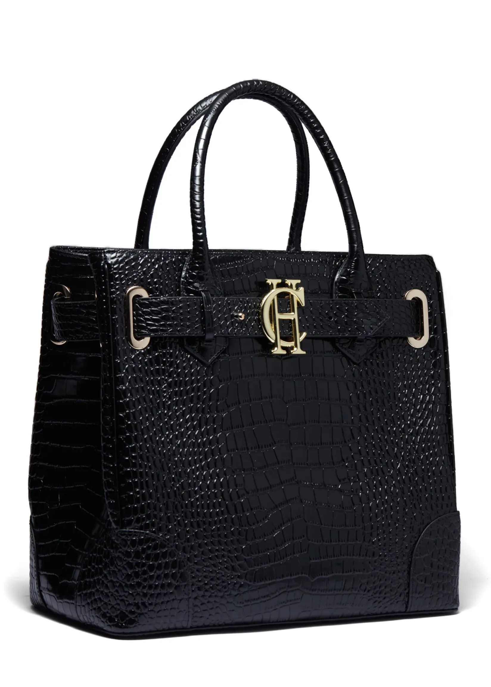 Holland Cooper The Perfect Gesture|Tote Bags-The Brompton Tote Black Croc