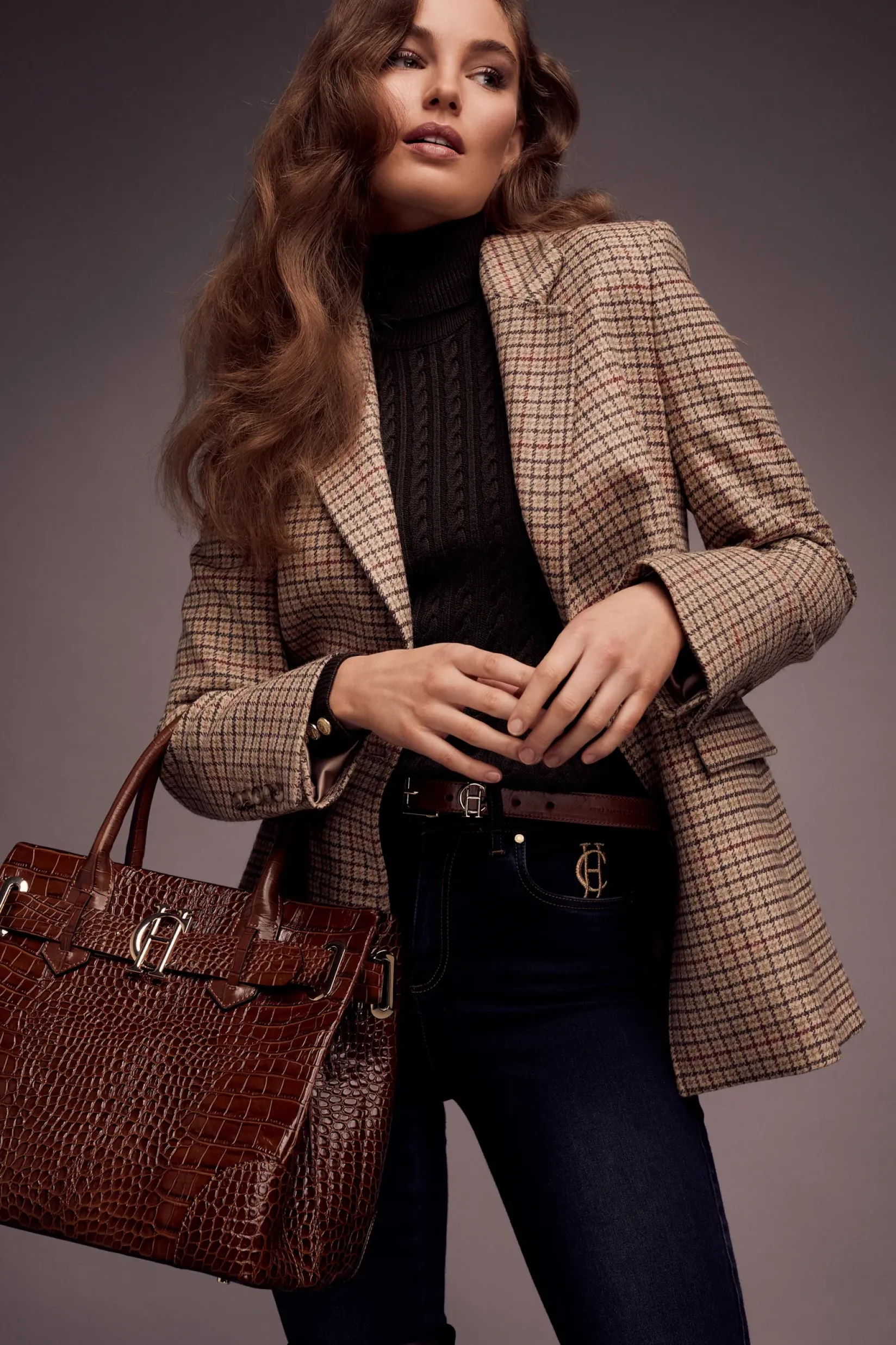Holland Cooper Gifts For Her|Tote Bags-The Brompton Tote Tan Croc