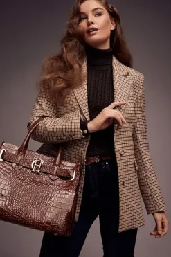 Holland Cooper Gifts For Her|Tote Bags-The Brompton Tote Tan Croc
