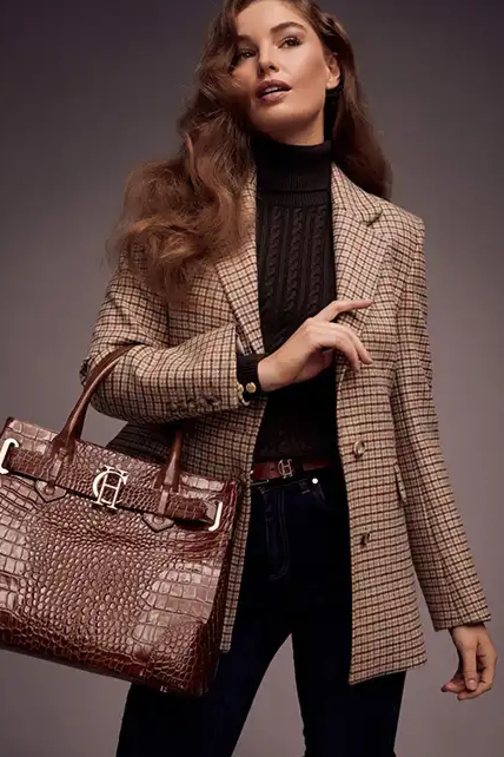 Holland Cooper Gifts For Her|Tote Bags-The Brompton Tote Tan Croc