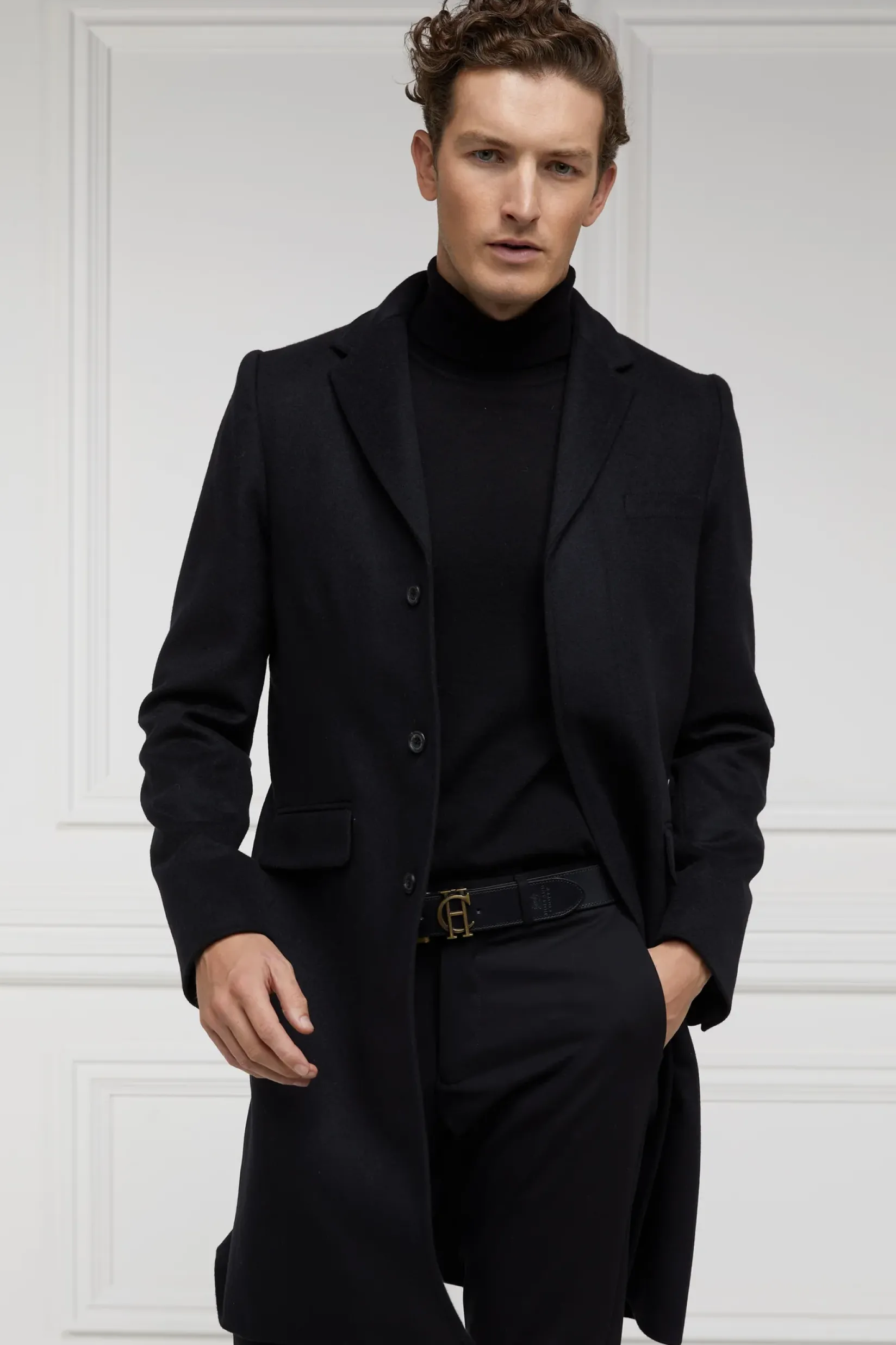 Holland Cooper Gifts For Him|Tailored Coats-The Cheltenham Coat Soft Black