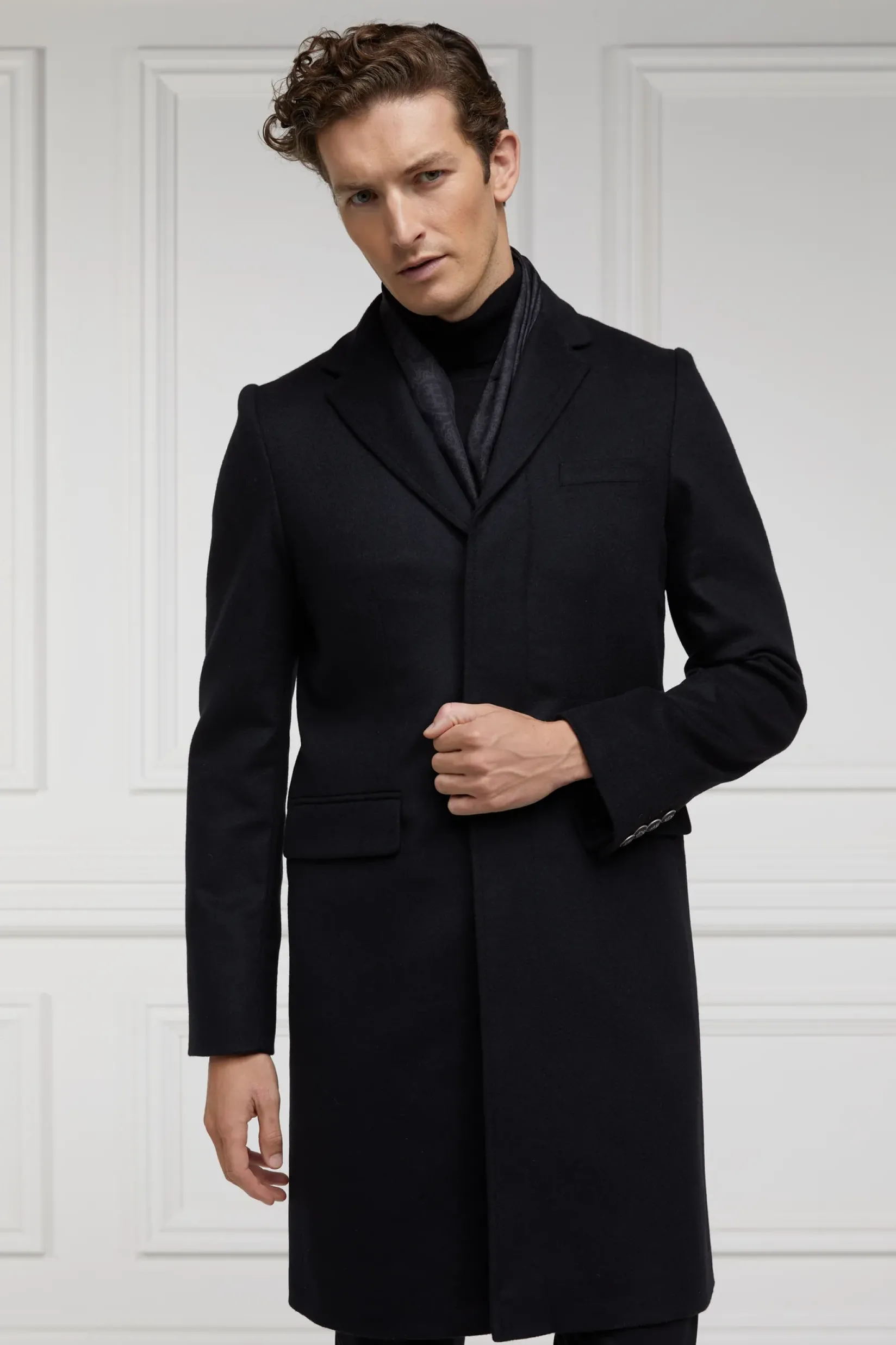 Holland Cooper Gifts For Him|Tailored Coats-The Cheltenham Coat Soft Black