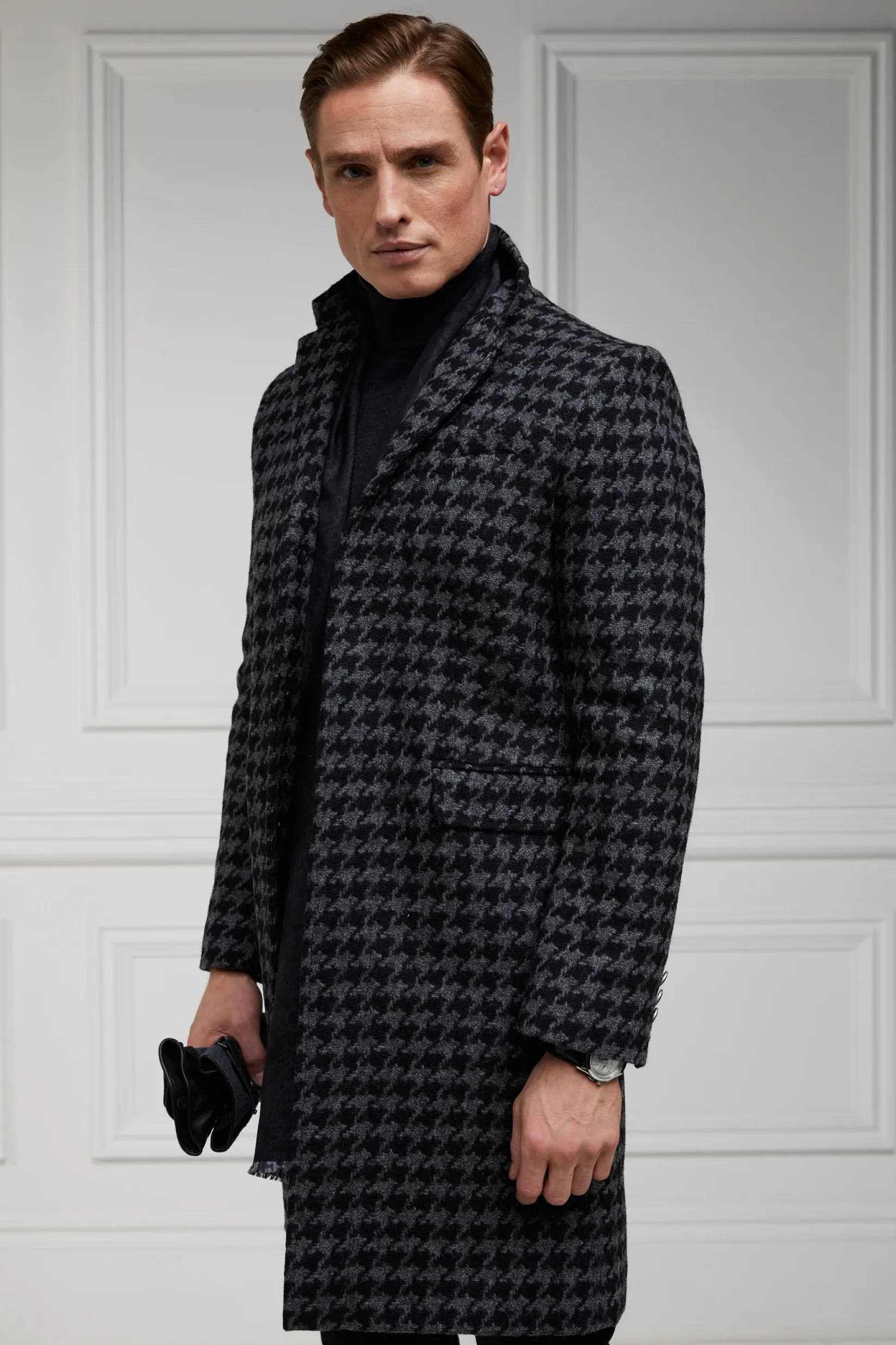 Holland Cooper Tailored Coats|Shop By Product-The Cheltenham Coat Large Scale Charcoal Houndstooth