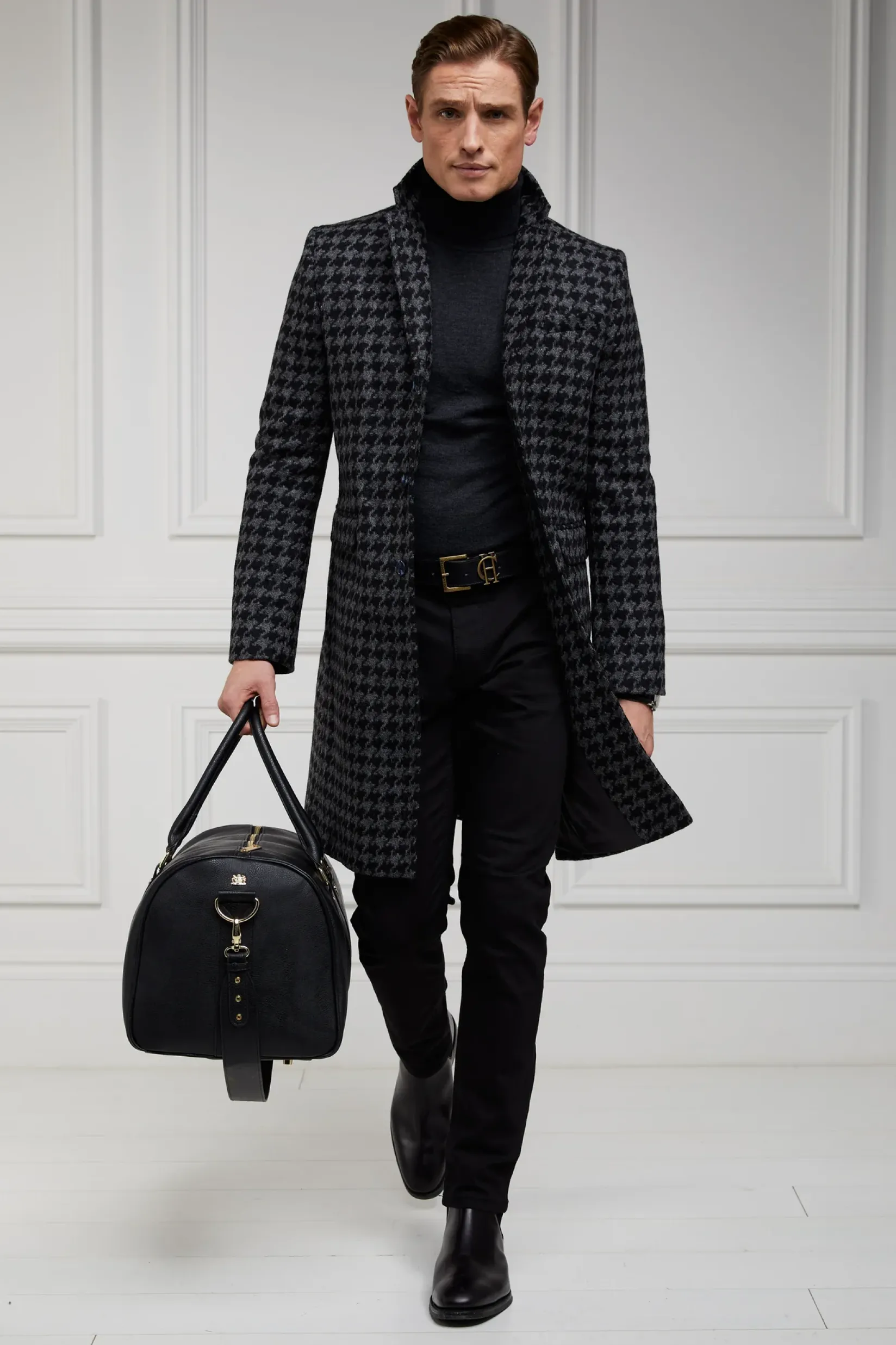 Holland Cooper Tailored Coats|Shop By Product-The Cheltenham Coat Large Scale Charcoal Houndstooth