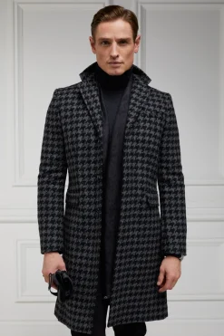 Holland Cooper Tailored Coats|Shop By Product-The Cheltenham Coat Large Scale Charcoal Houndstooth
