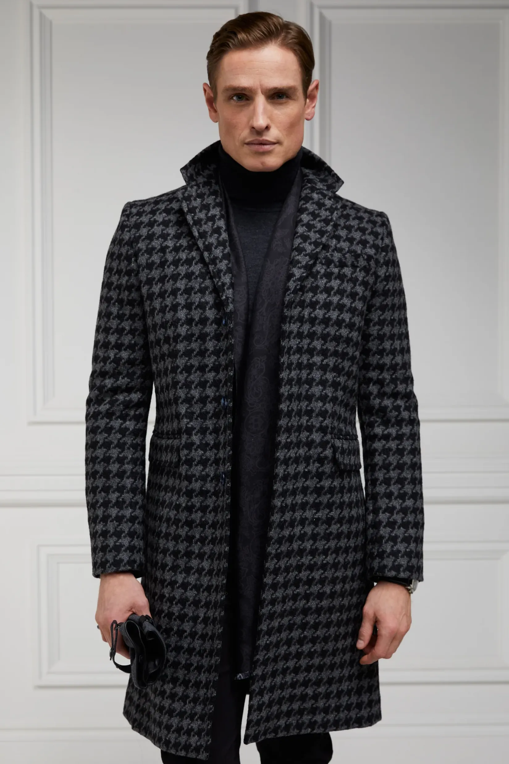 Holland Cooper Tailored Coats|Shop By Product-The Cheltenham Coat Large Scale Charcoal Houndstooth
