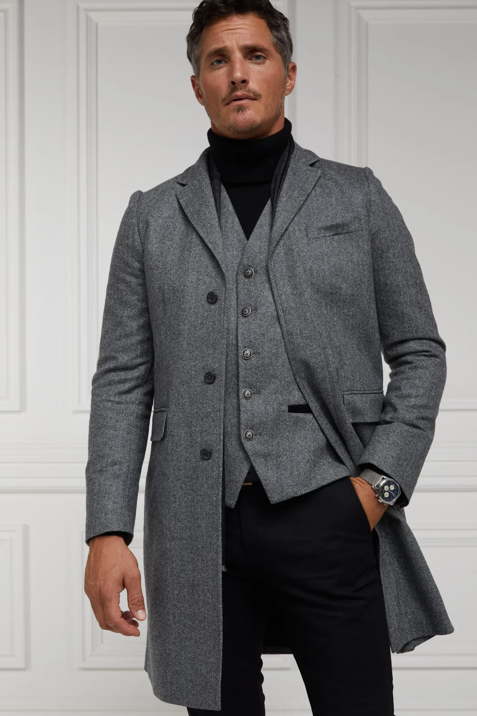 Holland Cooper Tailored Coats|Shop By Product-The Cheltenham Coat Mono Herringbone