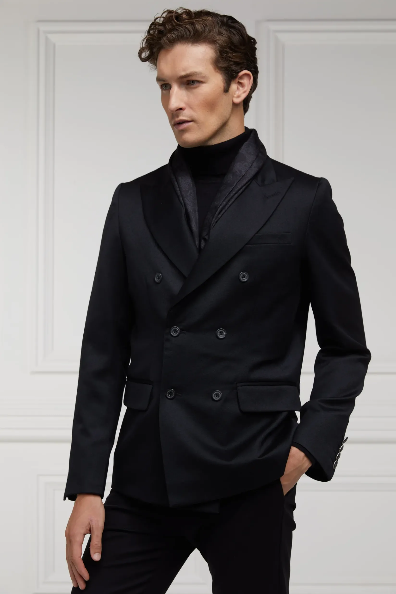 Holland Cooper Gifts For Him|Blazers-The Double Breasted Blazer Black Barathea