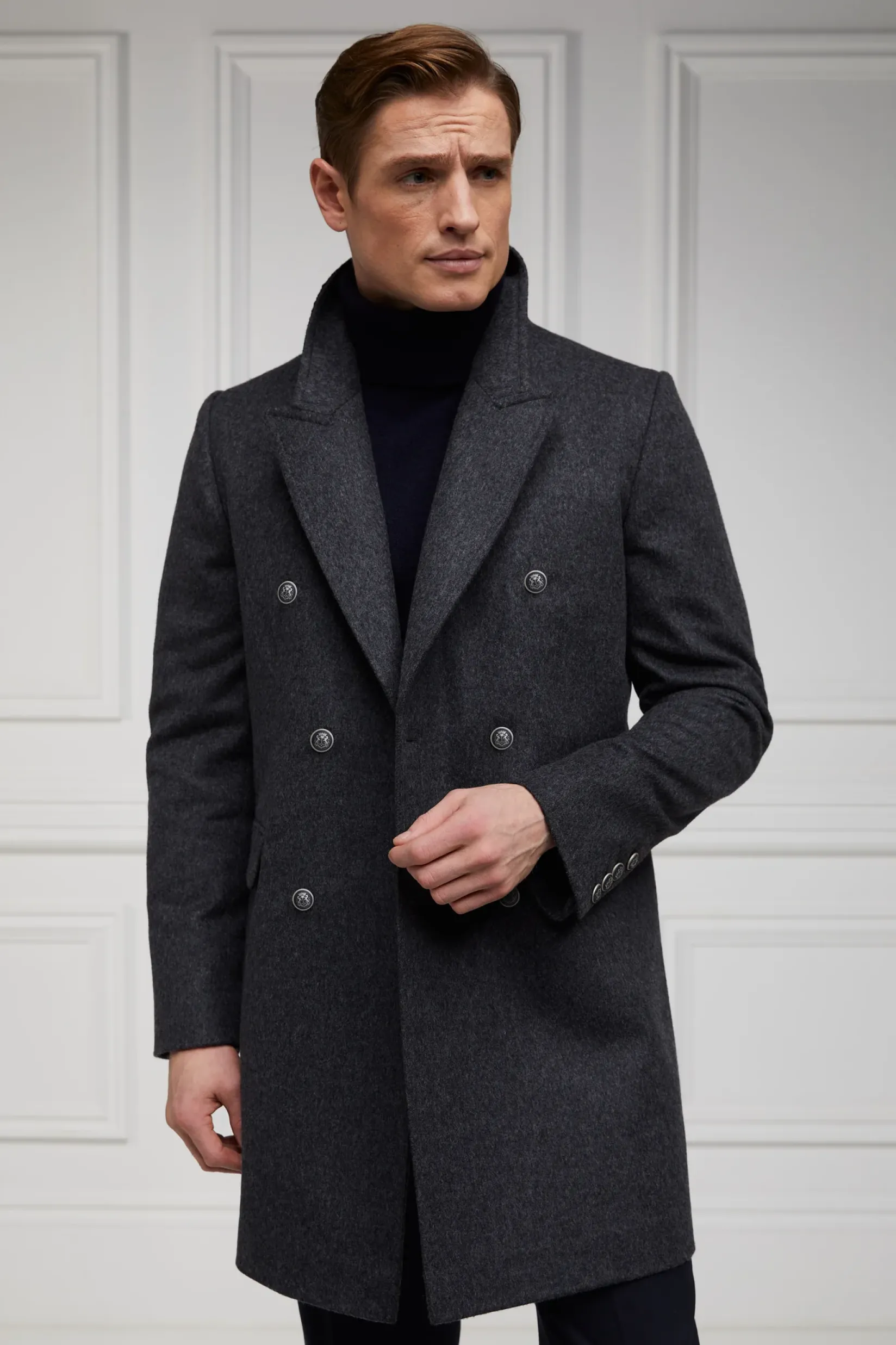 Holland Cooper Gifts For Him|Tailored Coats-The Double Breasted Coat Soft Graphite