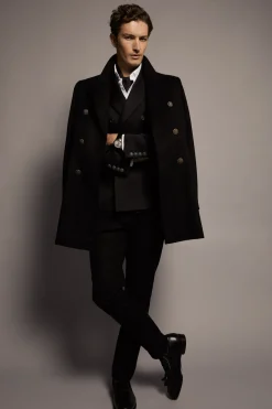 Holland Cooper Gifts For Him|Tailored Coats-The Double Breasted Coat Soft Black