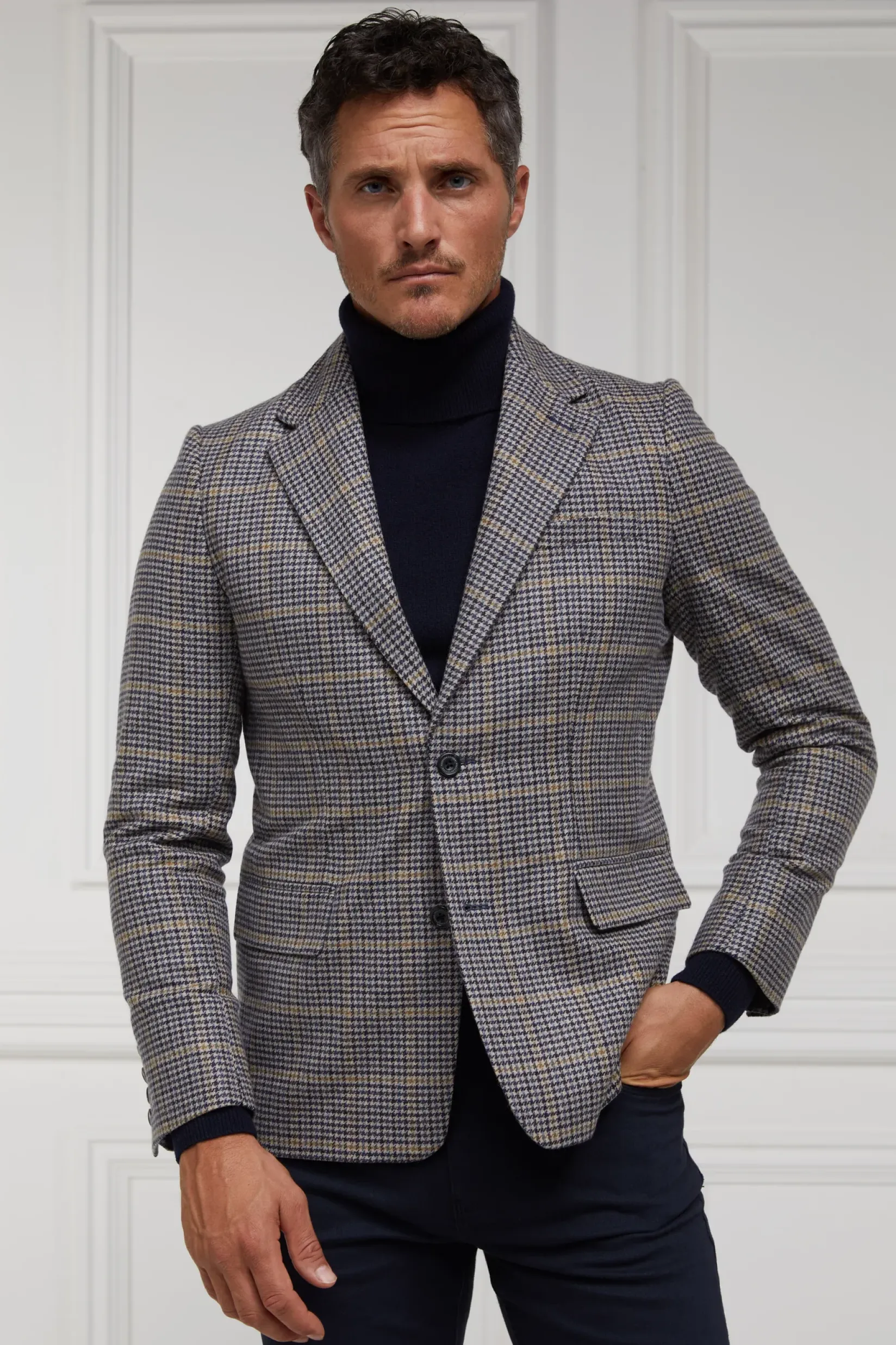 Holland Cooper Gifts For Him|Blazers-The Single Breasted Blazer Prince Of Wales Navy