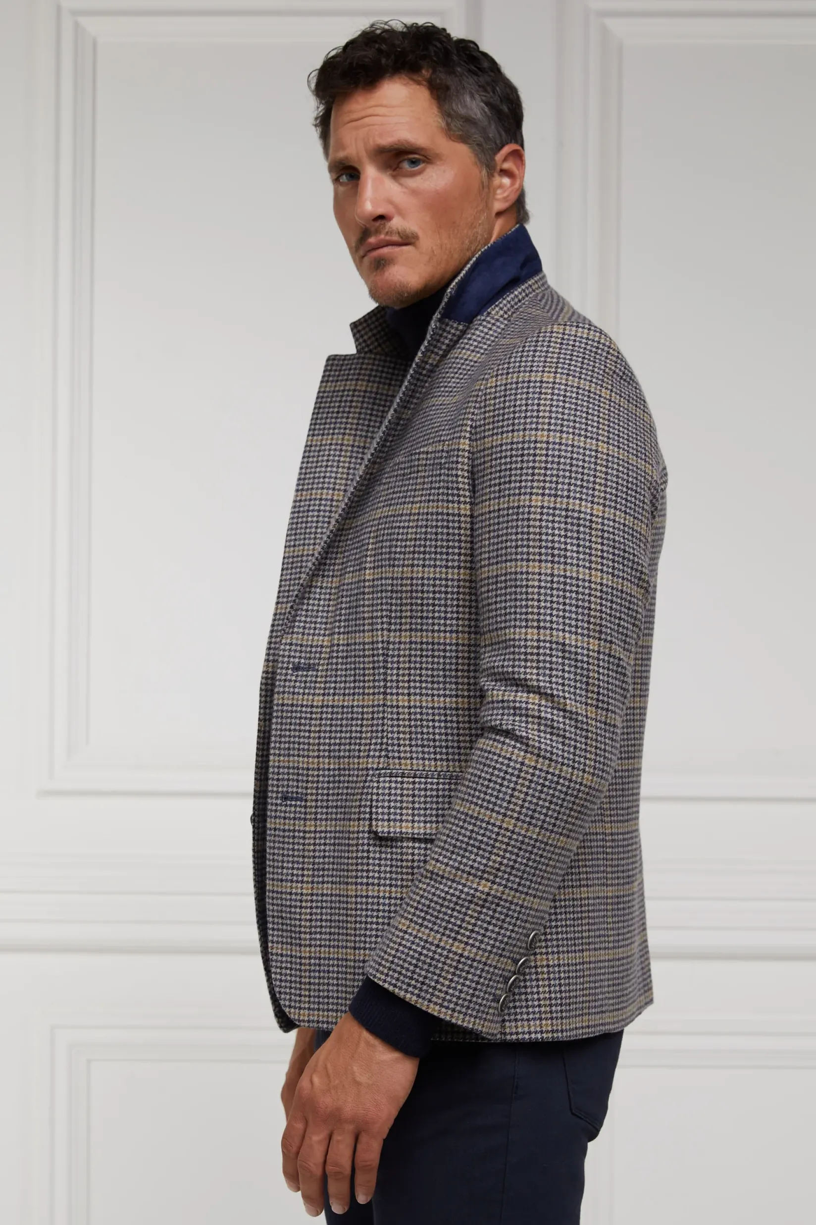 Holland Cooper Gifts For Him|Blazers-The Single Breasted Blazer Prince Of Wales Navy