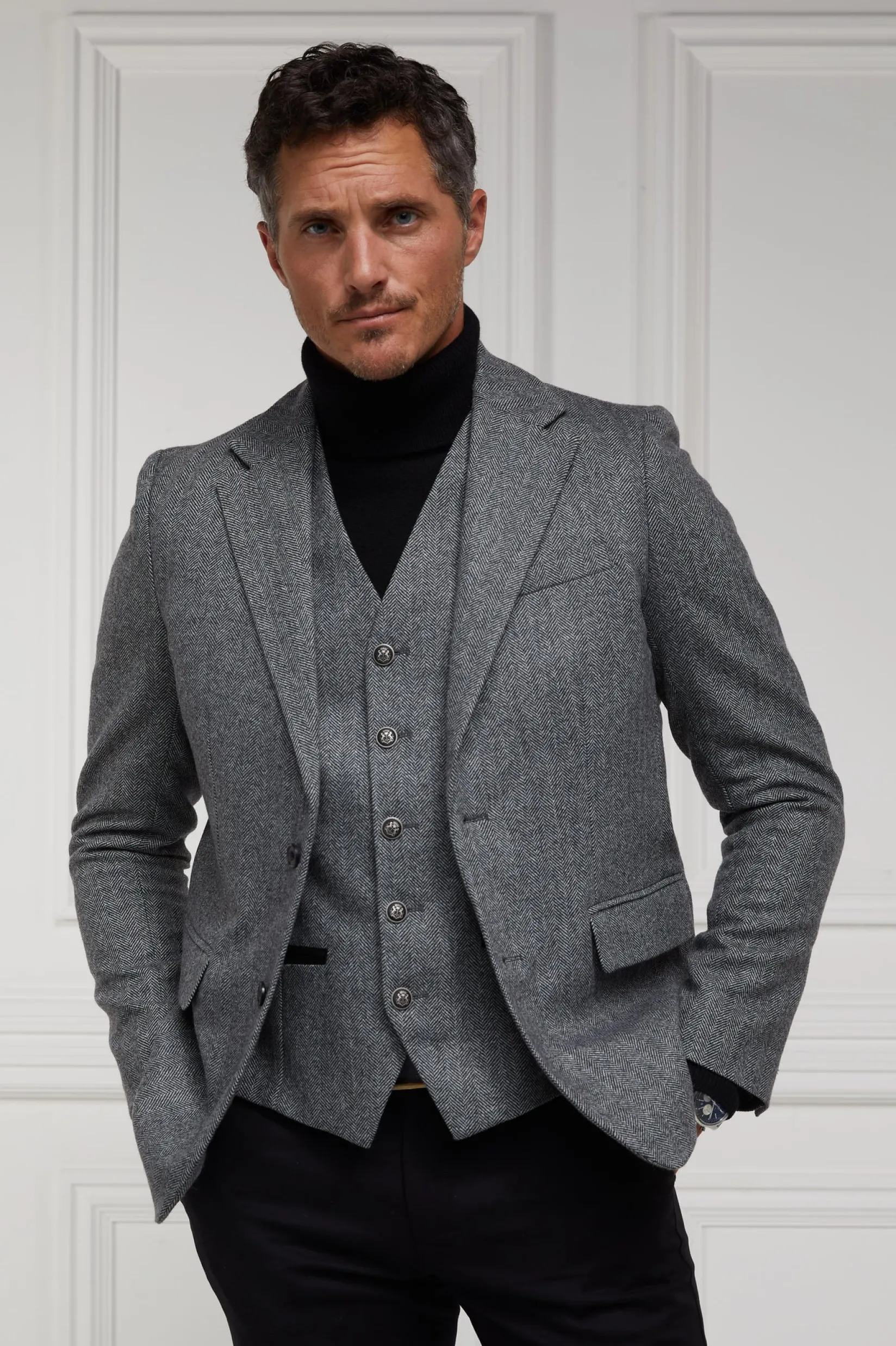 Holland Cooper Blazers|Shop By Product-The Single Breasted Blazer Mono Herringbone