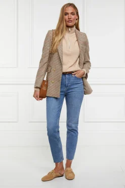 Holland Cooper Gifts For Her|Knitwear-Tori Half Zip Knit Camel