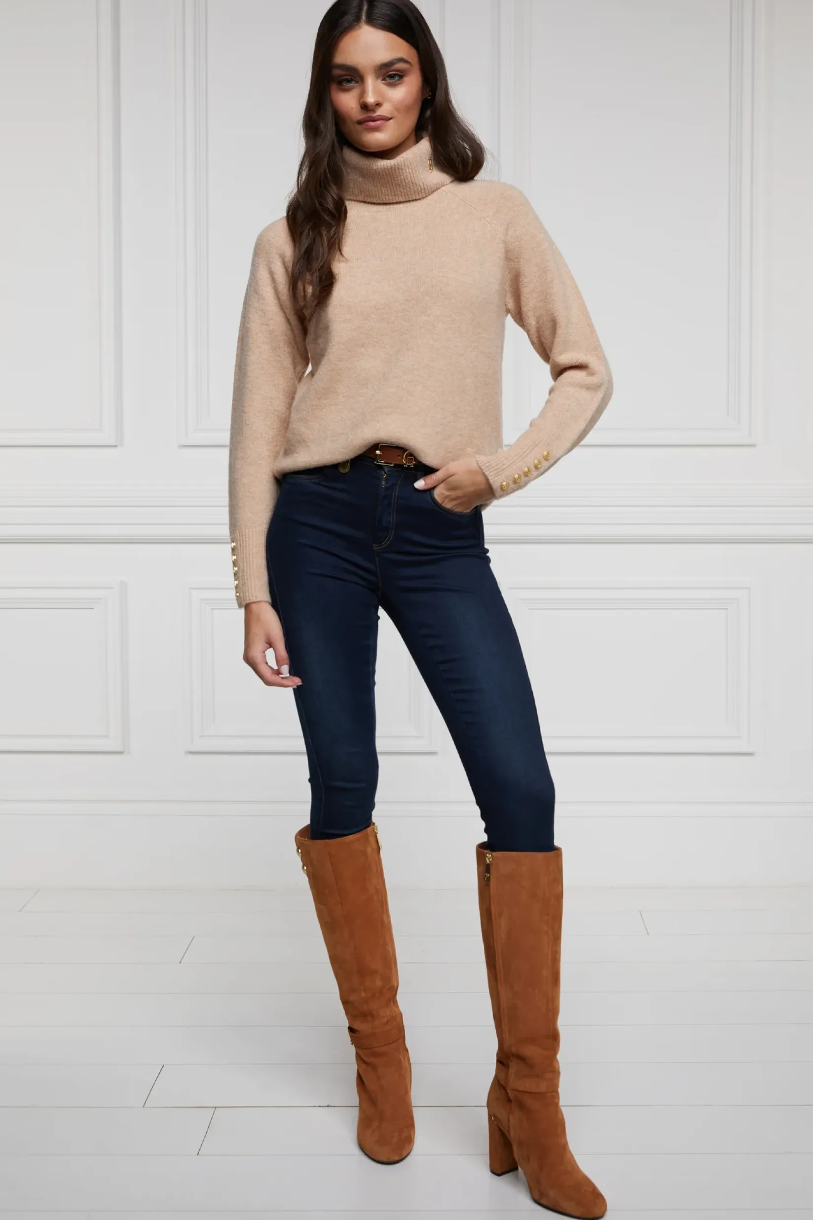 Holland Cooper Gifts For Her|Knitwear-Tori Knit Light Camel