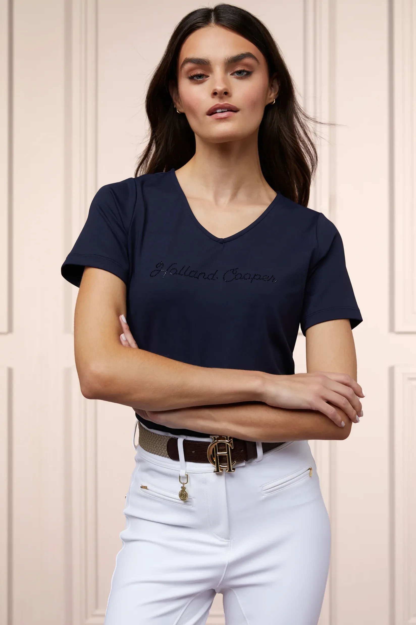 Holland Cooper Polo Shirts & Tees|Shop By Product-Training V-Neck Tee Ink Navy