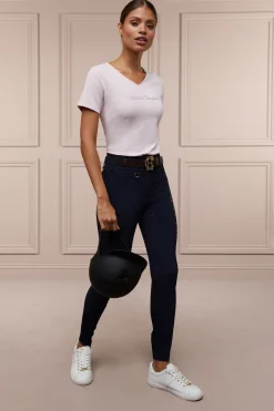 Holland Cooper Shop By Product|Equestrian Casualwear-Training V-Neck Tee Blush